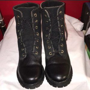 Black Timberland Combat Boots Leather uppers 7.5 NWOT.